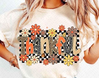 Preppy Checkered Thankful PNG, Fall Pumpkin PNG, Pumpkin Season PNG, Coquette Leopard Fall Png, Coquette Pumpkin Shirt, Thanksgiving png