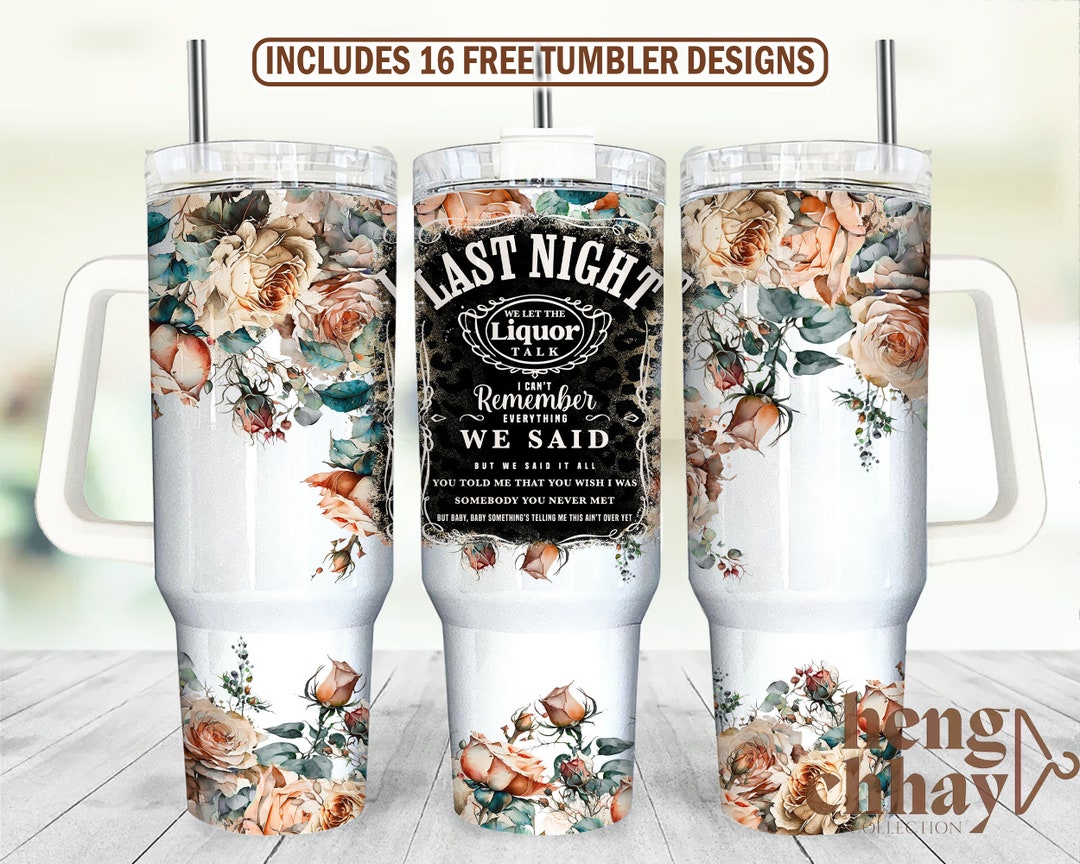 Liquor Talk Boho Floral 40oz Quencher Tumbler Wrap/ PNG Tumbler Design ...