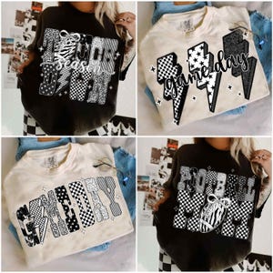Football Checkered Bundle, Game Day Touchdown Mom Sublimation Set, Leopard Checker Zebra Star Shirt Designs, Checkered Star Football shirt