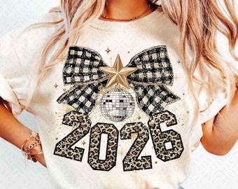 Happy New Year 2026 Png, Trendy New Years Eve Png, Black And Gold Sequins Glitter Faux Sparkly New Year Shirt Design Png, Hello 2026 Png