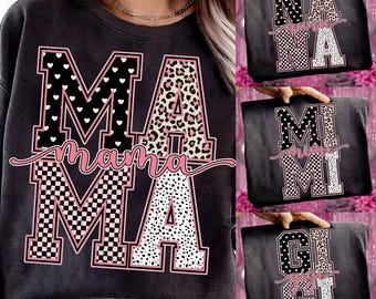 Preppy Leopard Mama Gigi Mimi Nana PNG Set, Family Sublimation (Digital Download)