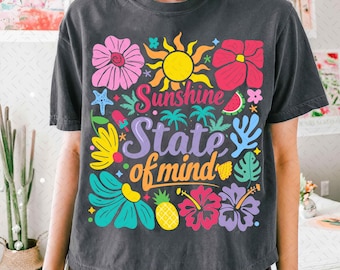 Sunshine State Of Mind PNG ,Beach png design Retro Flowers Summer Sublimation, Trendy Summer Png, Sunshine Png, Preppy Summer Design Png