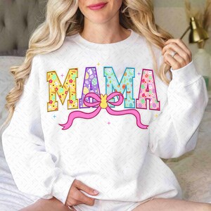 Mama Easter Coquette Png, Embroidery Easter Mama Png, Easter Bunny PNG, Happy Easter Png, Easter Bow Png, Retro Easter Png, Pink Easter Png