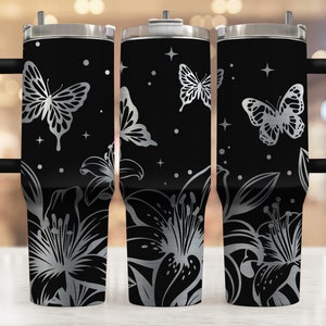 40oz Tumbler Lilly Flower Tumbler Wrap Laser SVG, Engraved Tumbler, 40oz Tumbler Full Wrap Laser SVG, Laser Engraved SVG, Seamless Pattern