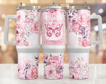 40Oz Tumbler Wrap Florals , Sublimation Design Templates, 40Oz Png Digital Download. Clip Art Download, 40Oz Tumbler With Handle