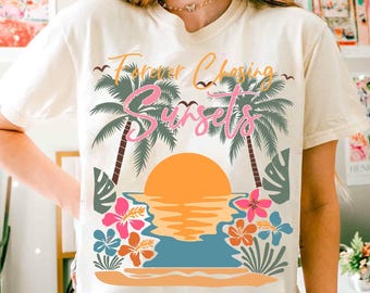 Für immer jagen Sonnenuntergänge Png, Boho Foral Png, Retro Sommer Png, Sommer Sublimationsentwürfe, Strand Tshirt Png, Sonnenuntergänge Png, Sommer 2025 png