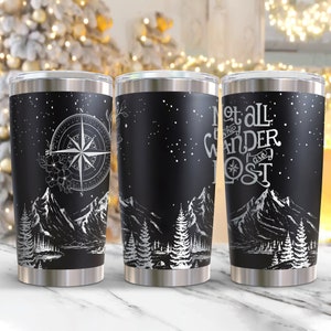 Inte alla som vandrar 20oz graverad tumbler SVG, lasergraverad, digital nedladdning, tumblerwrap för roterande, sömlöst mönster för 20oz tumbler