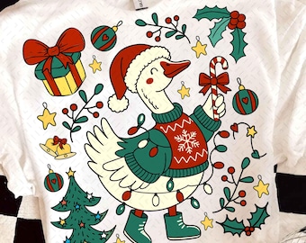 Retro Christmas Goose Png, Preppy Christmas Png, Santa Goose Png, Christmas Png, Cute Goose Christmas Png, Funny Christmas Sublimation