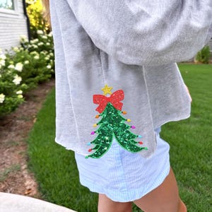 Christmas Tree Bow Embroidery Applique Design 2 Sizes, Satin Stitch Machine Embroidery Design, Bow Embroidery Design, Coquette Christmas Bow