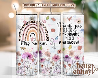 Teacher Gifts Personalized, Rainbow Teacher Tumbler Wrap 20oz, Teacher Appreciation Gift, Teacher Thank You Gift, Teacher Coffee Tumbler