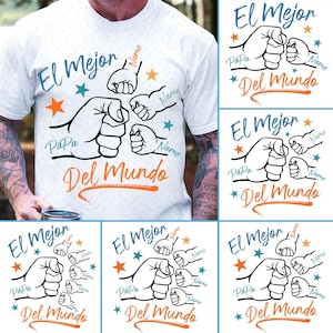 Personalized El Mejor Papa Del Mundo Fist Bump Bundle Png, Vintage Spanish Papá Png, Custom Father's Day Png, Spanish Dad, Latina Dad Gift