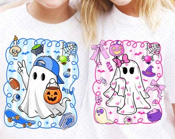Personalized Halloween Kids Name Png, Halloween Ghost Pumpkin Png, Spooky Halloween Kids Shirt Png, Halloween Pumpkin Coquette Bow Png