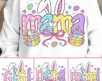 Mama Easter Coquette Png, Happy Easter PNG, Easter Png Bundle, Mini, Nana, Gigi, Retro Easter Egg Png, Easter Bunny Png, Floral Spring Png