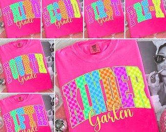 Neon Distressed Erste / Zweite / Dritte Klasse Bundle Png, Preppy Zurück in der Schule Png, Pre-k Bunter Schullehrer Png, 1. Schultag Png