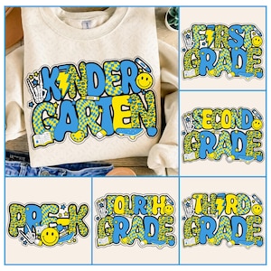 Retro Back to School Bundle, Kindergarten, First Day Of School, School Png, Retro PNG, First/Second/Third Grade Design, School Bundle Png