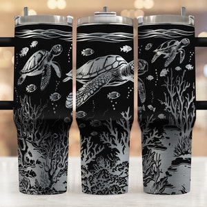 40oz Tumbler Wrap Svg, Turtles Ocean 40oz Tumbler Laser Engraving Wrap, 40oz Laser Engraved Svg, Laser Engraving Svg, Laser Svg For Tumbler