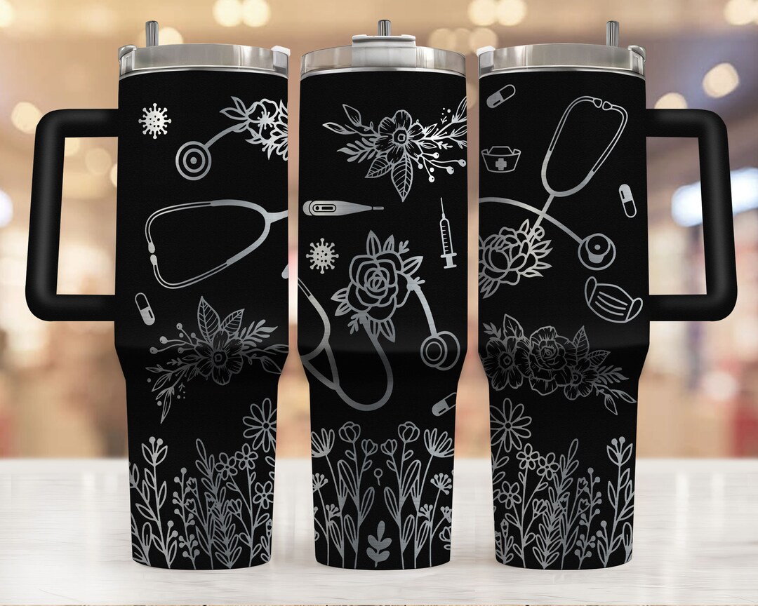 Floral Nurse Stethoscopes Medical Tools Laser Engraved Full Wrap Design