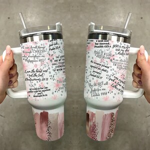 Christian Affirmations 40oz Tumbler Wrap - Glitter PNG Tumbler Design Sublimation Designs Downloads Seamless Sublimation Tumbler with Handle