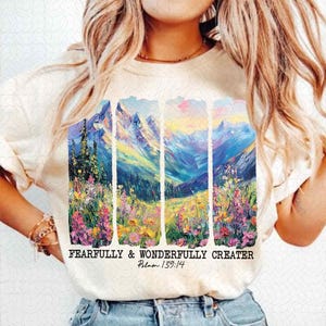 Fearfully and Wonderfully PNG, Wildflower Christian Png, Bible Verse Png, Brushstroke Png, Floral Christian Boho Png, Jesus, God, Faith