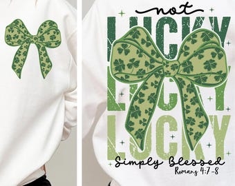 Retro Coquette St. Patrick's Day-strik png, geen geluk, gewoon Blessed Roman 4:7-8 png, bijbelverzen png, patrick Cross png, Jesus St. Pattys Day