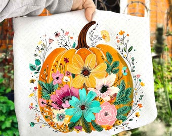 Floral Pumpkin Png, Boho Fall Pumpkin Shirt, Preppy Fall png, Retro Autumn Flowers Sublimation, Pumpkin Season Png, Boho Floral Fall png