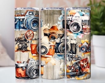 Photography Photographer Tumbler Wrap, Camera 20 Oz Skinny Sublimation Tumbler PNG, Photography Tumbler PNG Wrap Design Digital Download