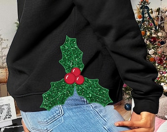 Side Bow Applique Embroidery Design, Christmas Mistletoe Bow Embroidery File, X mas Holiday Bow Embroider File, 3 Sizes, Instant Download