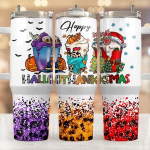 Happy Hallowthanksmas 40oz Quencher Tumbler Halloween PNG, Hallothanksmas 40oz Tumbler Png,Christmas png, Thanksgiving PNG,Funny Holiday Png