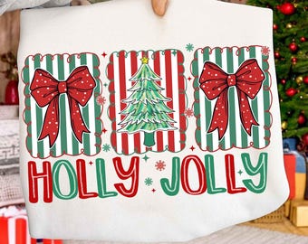 Coquette Holly Jolly Christmas Png, Merry and Bright Png, Preppy Christmas Tree png, Distressed Christmas Shirt PNG, Christmas Girly