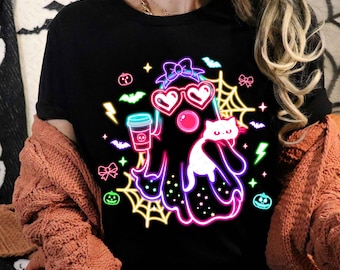 Cute Halloween Boo Ghost Png, Colorful Neon Boo Bow Png, Neon Halloween PNG, Slay Boo Ghost Shirt Png, Cute Boo Halloween Sublimation Design