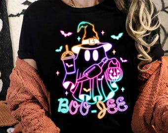 Cute Colorful Neon Boo Ghost Png, Halloween Boo-Jee Png, Neon Halloween PNG, Boo Ghost Shirt Png, Cute Boo Halloween Sublimation Design