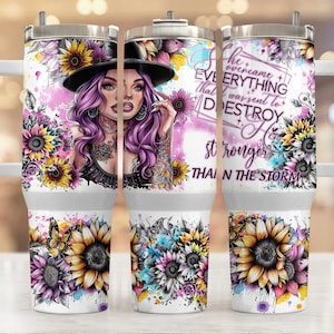Daily Affirmations Tumbler Wrap, 40 oz Quencher Tumbler PNG Self Love Sublimation Design, Mental Health Motivational Sunflowers Tumbler Wrap