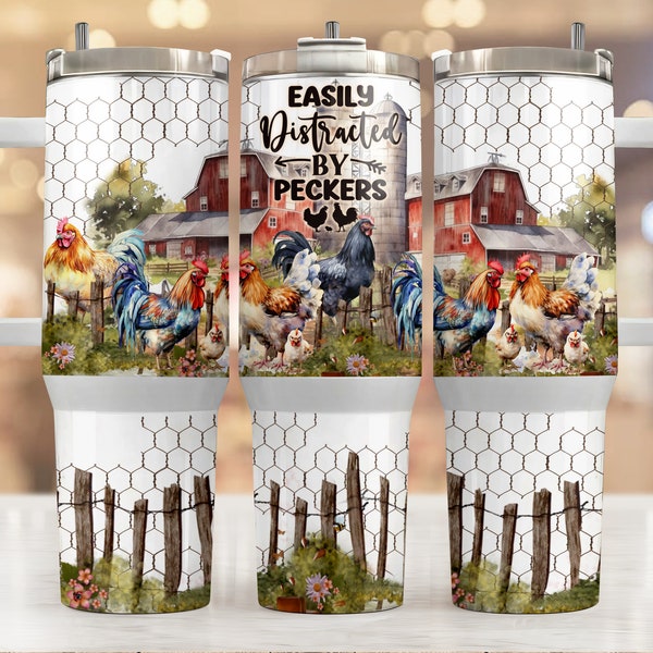 40oz Tumbler Wrap, Funny Chicken Tumbler Wrap 40oz Quencher Tumbler PNG Sublimation Design Farm Country Chicken Lover Tumbler Wrap Digital