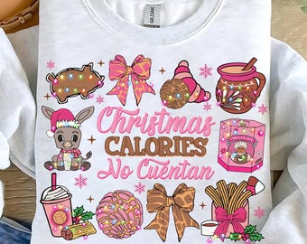 Coquette Christmas Calories No Cuentan Png, Mexican Christmas Png, Tis The Season , Pink Spanish Christmas, Tuki Donkey, Chocolate abuelita