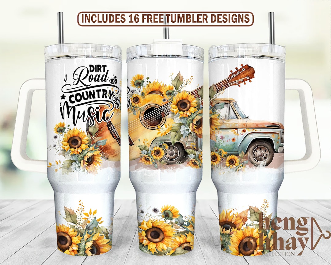 40oz Tumbler Wrap Sublimation Png, Cowgirl Country Music 40 Oz Tumbler ...