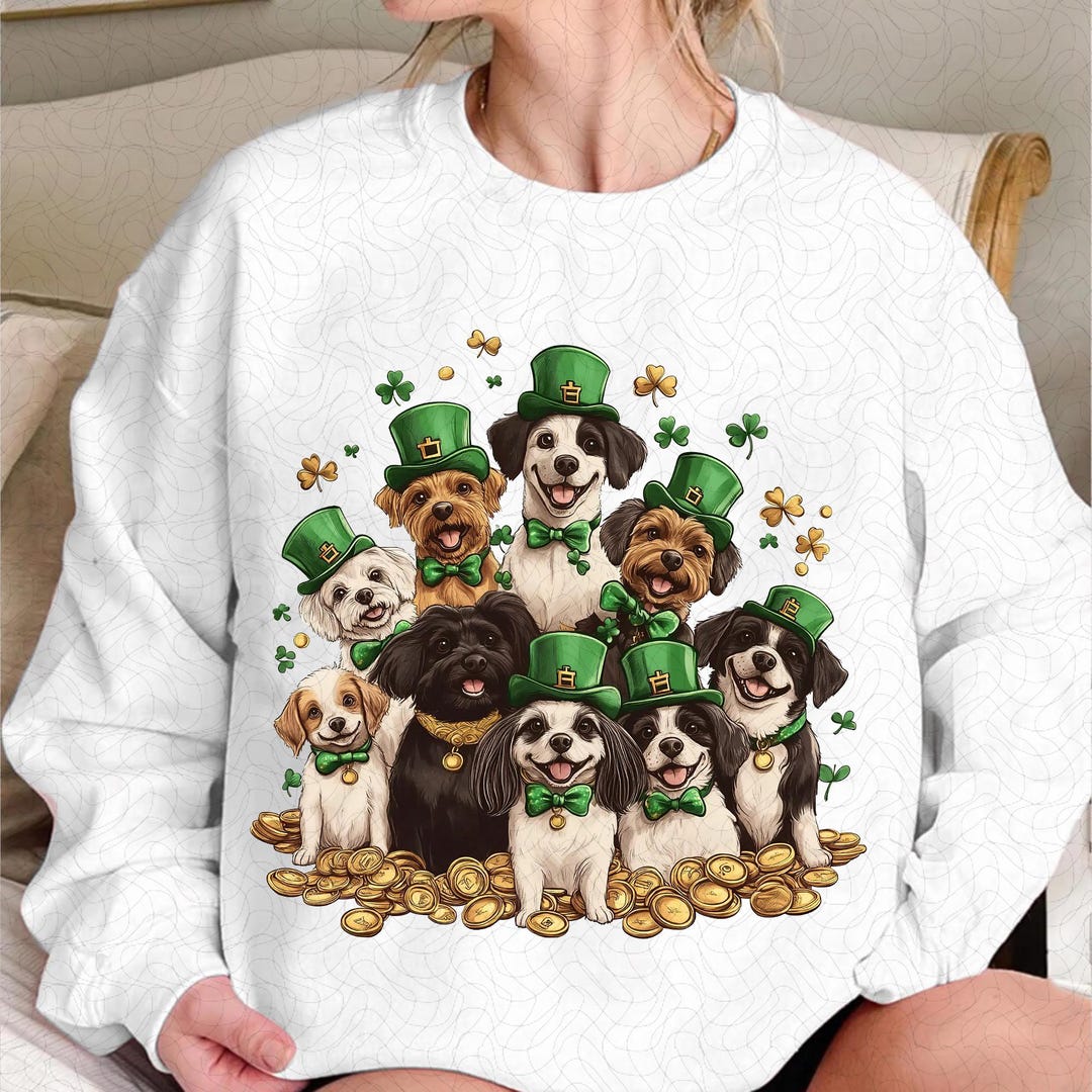 St Patrick's Day Dogs Png, Irish Dog Png, Shamrock Hat Dog Sublimation ...