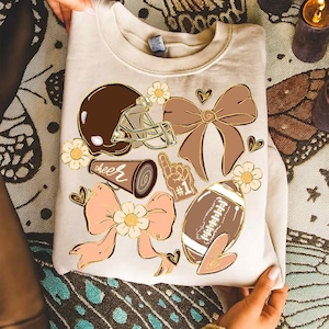Football Coquette PNG, Game Day Football PNG, Preppy Football Shirt Design, Glitter Football Mama Sublimation, Football Bow Png