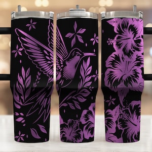 Floral Hummingbird Tumbler Wrap Laser Svg, 40oz Laser Engraved Tumbler Wrap, Hummingbird 40 oz Tumbler Laser File Design Laser Engraving Svg
