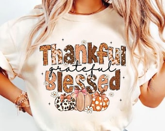 Dankbar Dankbar Gesegneter Png, Herbst Kokette Png, Dankbare Mama Png, Dankbares Png, Erntedank-Shirt Png, christliches Hemd Frauen Design