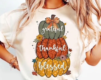 Thankful Grateful Blessed Png, Autumn Coquette Png, Thankful Mama Png, Thankful Png, Thanksgiving Shirt Png, Fall Pumpkin Png, Coquette Bow