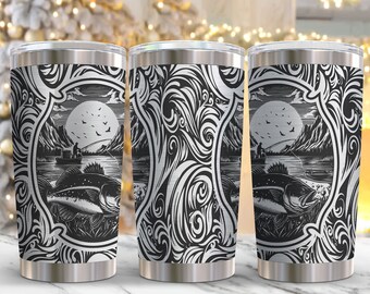 釣り用タンブラーラップ レーザー SVG、20 オンス レーザー彫刻タンブラーラップ、バス釣り人 20 オンス タンブラー レーザーファイル SVG デザイン、レーザー彫刻 SVG