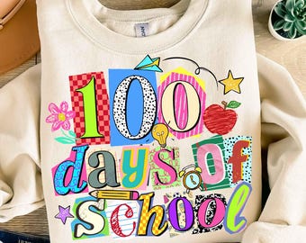Preppy 100 Days of School PNG, happy 100 days png, 100 school days, Teacher 100 Days Png, girl school png, Digital Download