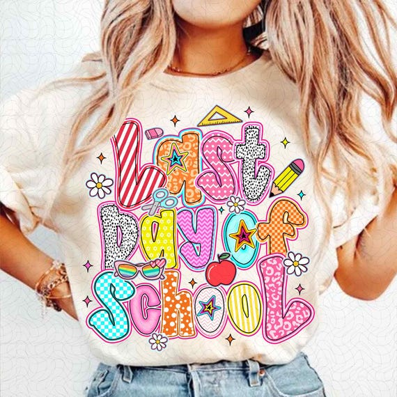Last day of School Png, Preppy Teacher School png, Summer Teacher png, Teacher png, Teacher Appreciation Png, School png, Kids summer break