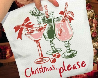Christmas Please PNG, Retro Festive Cocktail Png, Holiday Drink Sublimation, Merry Christmas Png, Coquette Bows Png