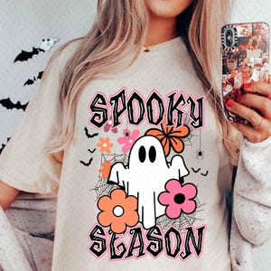 Retro Floral Ghosts Png, Vintage Ghost Png, Ghost with Flowers PNG, Cute Halloween Ghosts Png, Spooky Season Neon, Boujee ghost, Spooky Vibe
