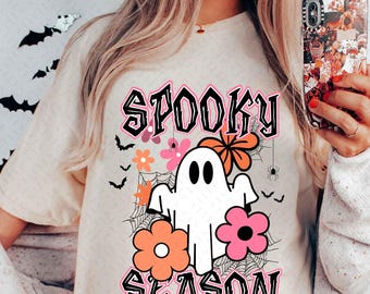 Retro Floral Ghosts Png, Vintage Ghost Png, Ghost with Flowers PNG, Cute Halloween Ghosts Png, Spooky Season Neon, Boujee ghost, Spooky Vibe