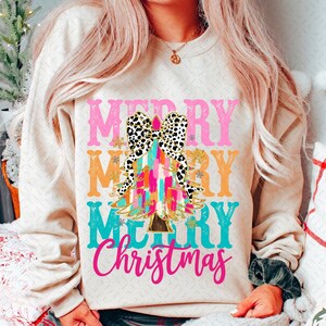 Merry Christmas Tree Design, Colorful Coquette Glitter Christmas Tree Png, Bright Color Christmas Coquette Bow Dalmatian Dots, brushstroke