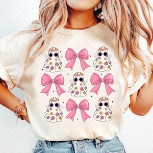 Pink Coquette Halloween PNG, Halloween png, Spooky Season png, Cute Floral Ghost png, Fall png, Retro Halloween png, Sublimation design png