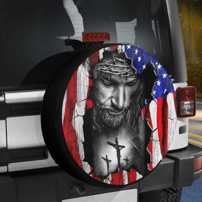 Jesus Spare Tire Cover Christian Tire Cover Jesus American Etsy