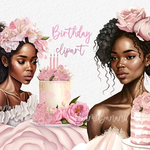 Watercolor Birthday clipart, Birthday party, Girl birthday, Happy birthday greeting, Birthday invitation, instant download, PNG